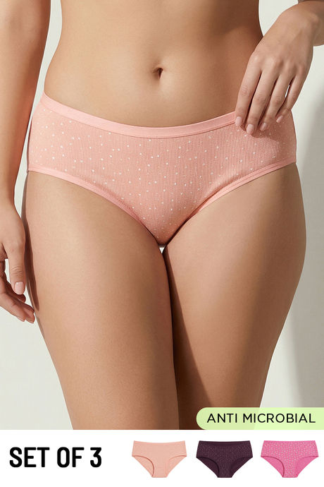 Zivame Regular Rise Full Coverage Hipster Panty (Pack of 3) - Multicolor Buy Zivame Regular Rise Full Coverage Hipster Panty (Pack of 3) - Multicolor
